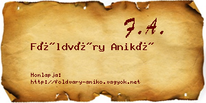 Földváry Anikó névjegykártya