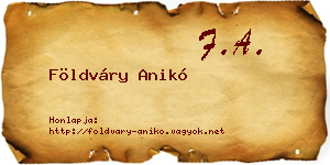 Földváry Anikó névjegykártya